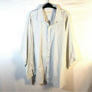 Michael Kors Mens Size 20 34/35 Button Down Shirt Long Sleeve Stripe Blue Yellow
